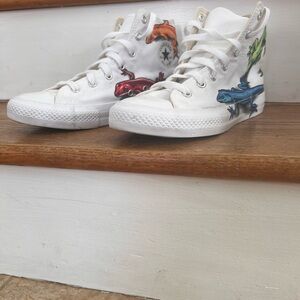 Converse High Top Leaping Lizard Print Sneakers White